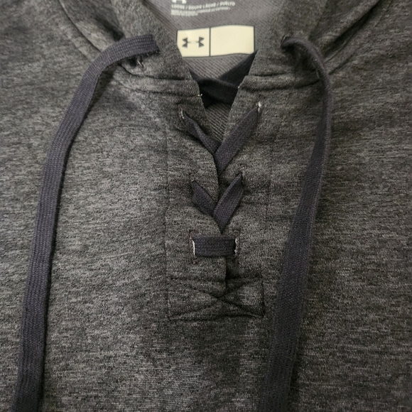 Under Armour Cropped Hoodie loose fit Dark Grey with front ties- size large - Picture 4 of 11